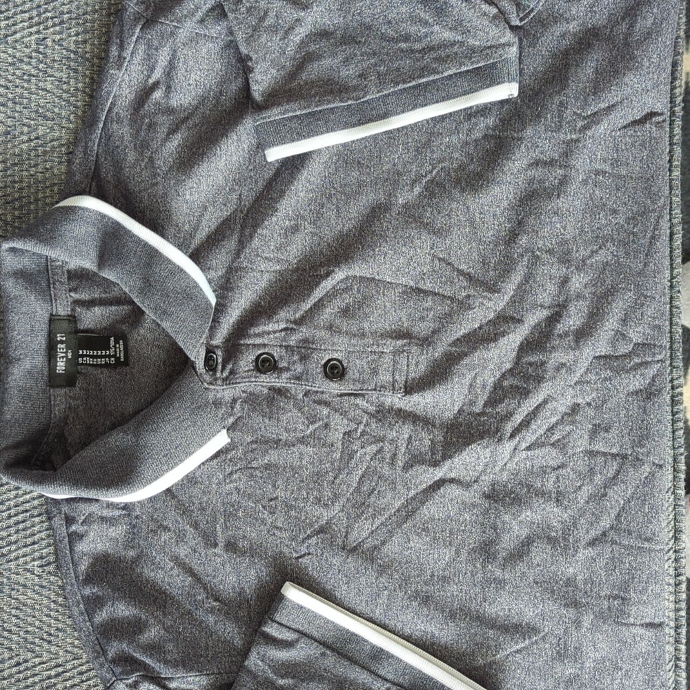 Forever 21 Charcoal Button-Up Polo
